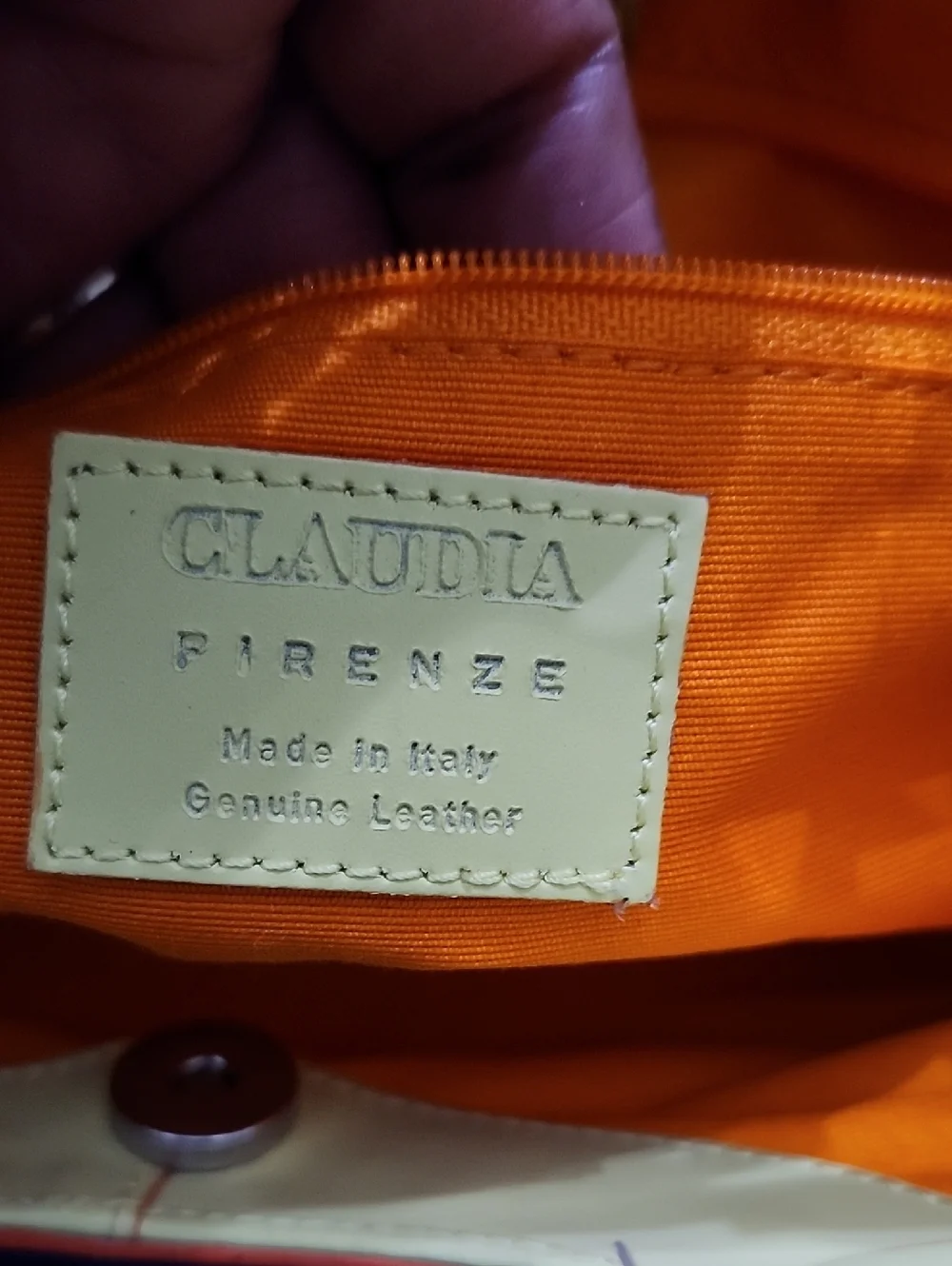 Claudia Firenze Yellow Bamboo-Handle Shoulder Bag Made In Italy Leather Euc